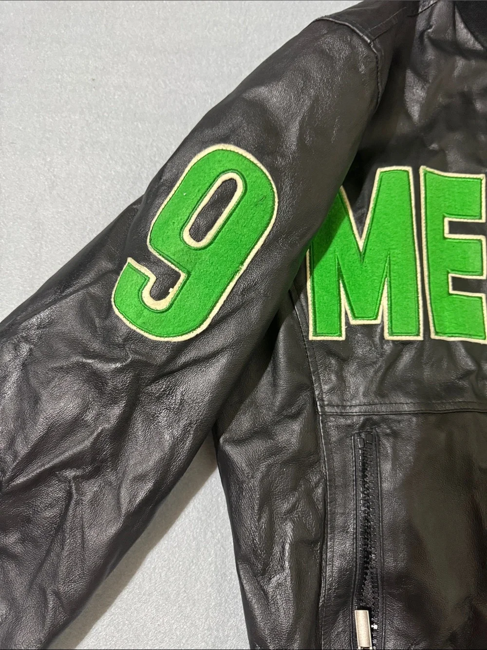 Summer2010 Black Leather 'MEXICO' Jacket with Green Lettering and Flag Patch